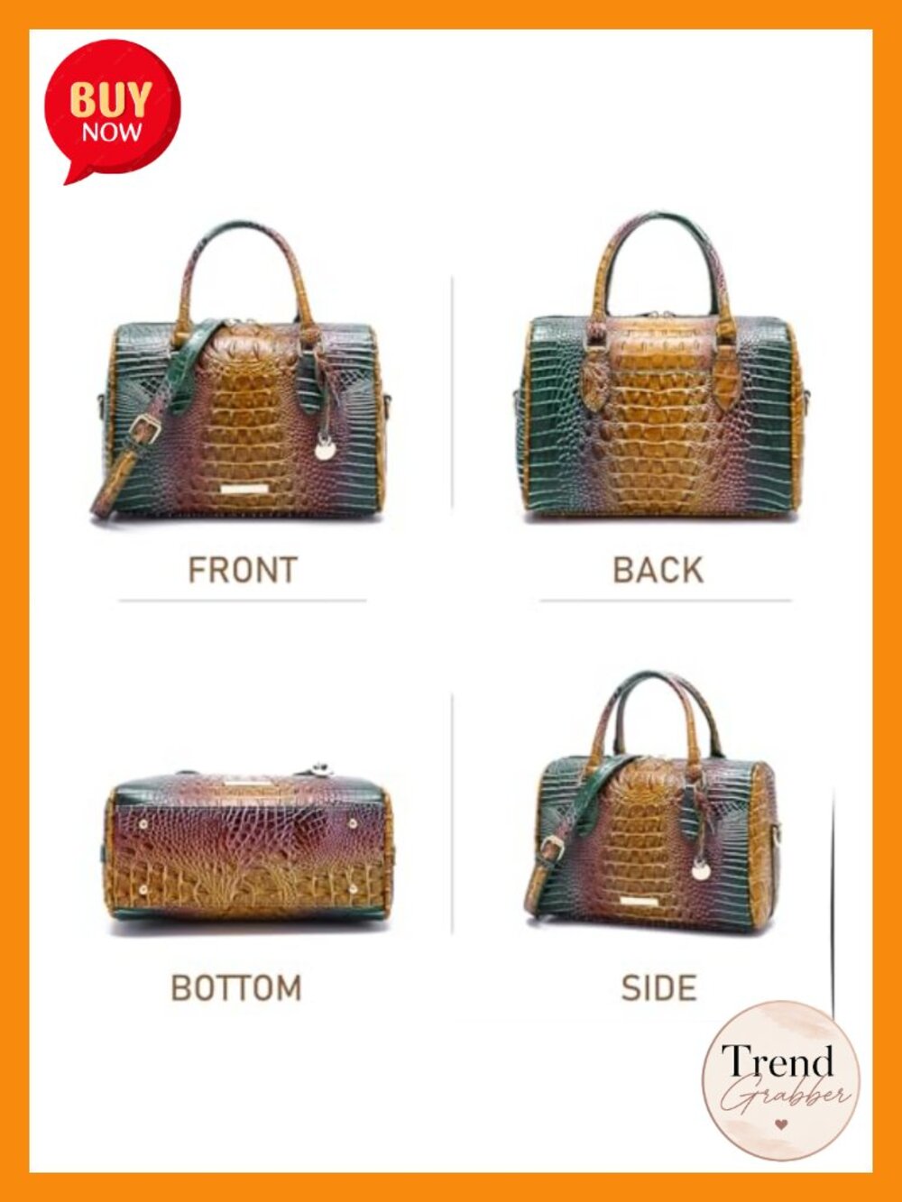 Vegan Leather Crocodile-Embossed Tote Bag Crossbody Purse - Picture 2 of 4